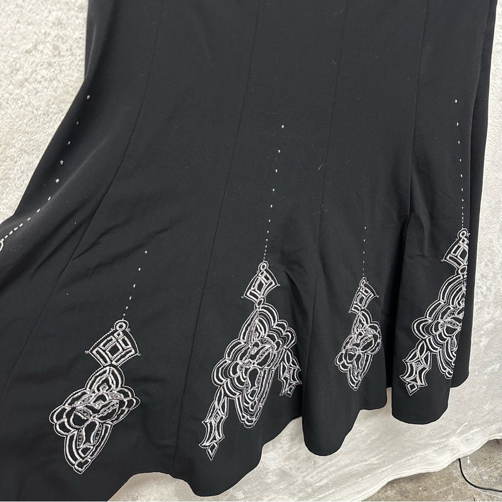Sunny Leigh women’s pleated midi skirt black beaded boho whimsigoth size 8 - Picture 4 of 7